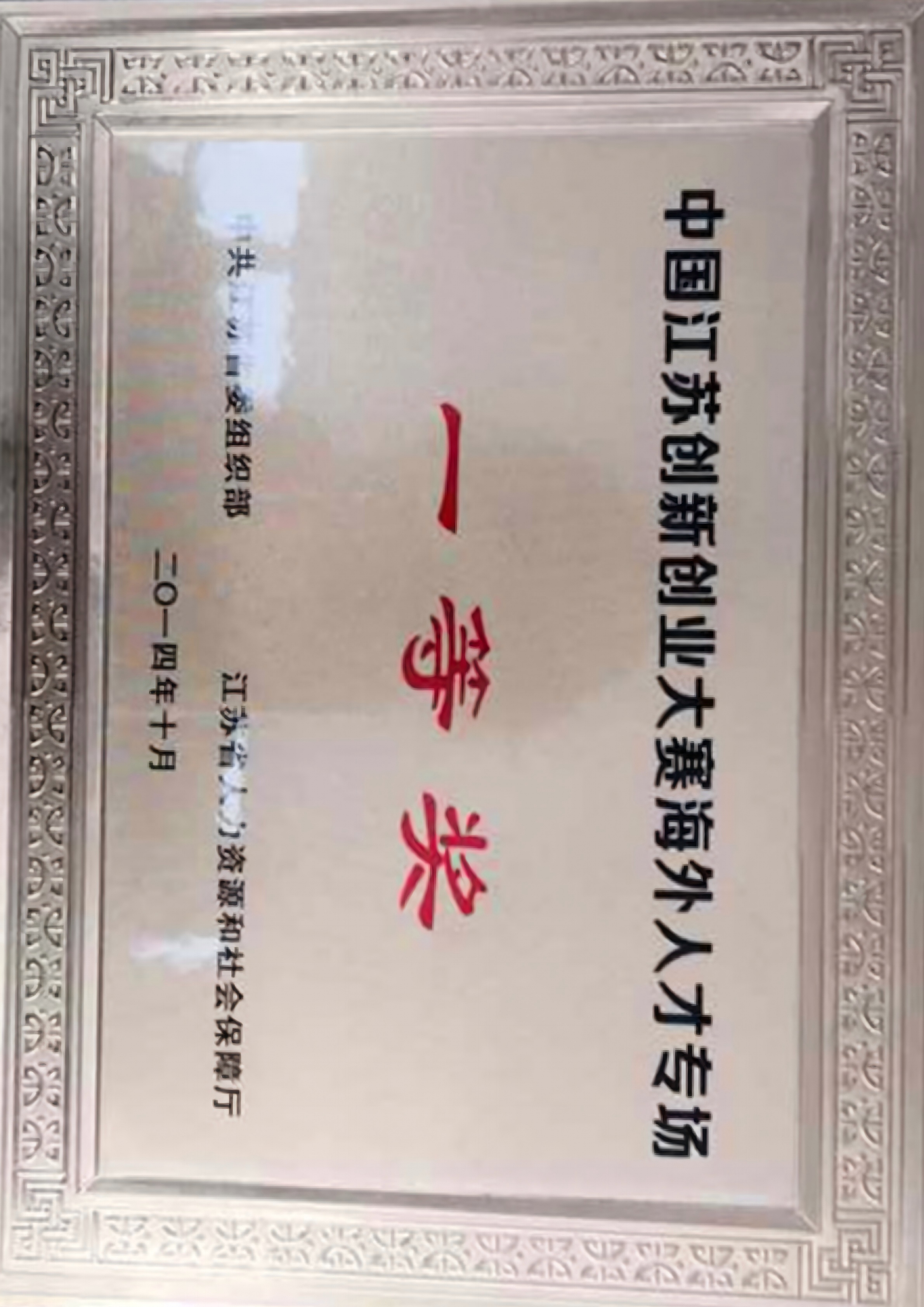 江苏创新创业大赛海外人才专场一等奖